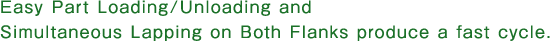 Easy Part Loading/Unloading and Simultaneous Lapping on Both Flanks produce a fast cycle. 
